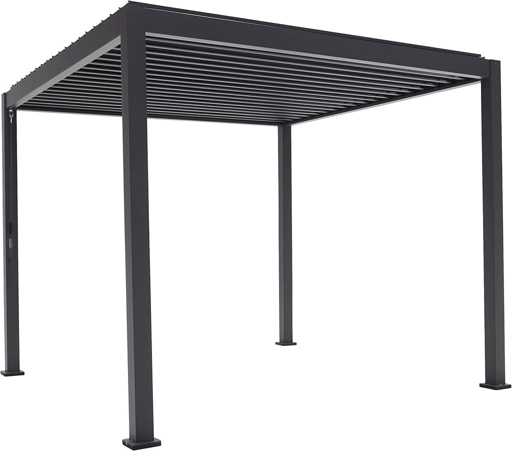 Mirador Basic Pavillon 3 x 3 m Wasserdicht - Pergola mit Lamellendach - Aluminium/Stahl Terrassenüberdachung - Schwarz - 88MM