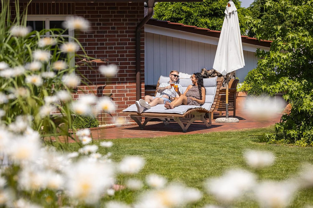 Waldsofa Classic, Thermokiefer, für 2-3 Personen, Sonnenliege, Außenliege, Wellenliege, Relaxliege, Holzliege für den Garten, feuerverzinkt