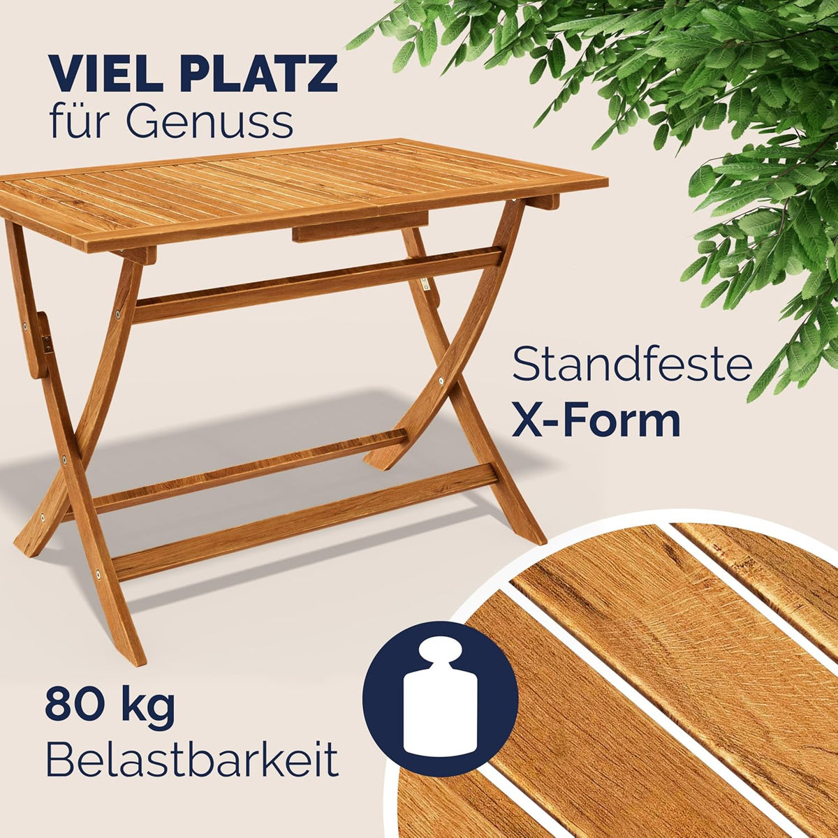 Casaria® Gartenmöbel Set Wetterfest Klappbar Akazie 5-TLG. FSC®-Zertifiziert Holz 160kg Belastbarkeit Garten Terrasse Balkonmöbel 120x70cm Möbelset 4 Personen