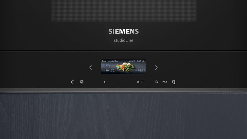 Siemens BF722L1B1 iQ700 Einbau-Mikrowelle, cookControl7 - Automatikprogramme, humidClean Plus - Innenraumreinigung, optimal für den Hocheinbau, seitlich öffnende Drehtür, Schwarz