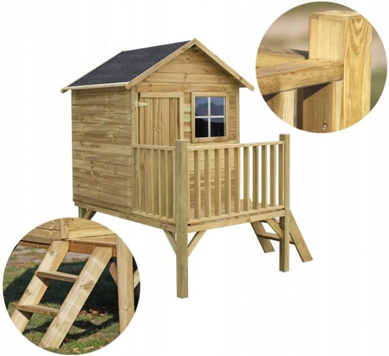 Gartenhaus Kinder - Spielhaus Kinder Outdoor - Aus Imprägniertem Gehobeltem Kiefernholz - Originell und Einzigartig Gartenspielhaus - Holzart Gehobelte Kiefer
