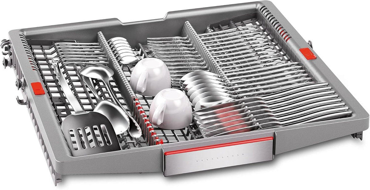 Bosch SMV4ETX08E, Serie 4, Smarter Geschirrspüler Vollintegriert 60 cm, Besteckkorb, Spülmaschine mit Programmassistent, besonders Leise, Rackmatic, Automatische Türöffnung, InfoLight, AquaStop