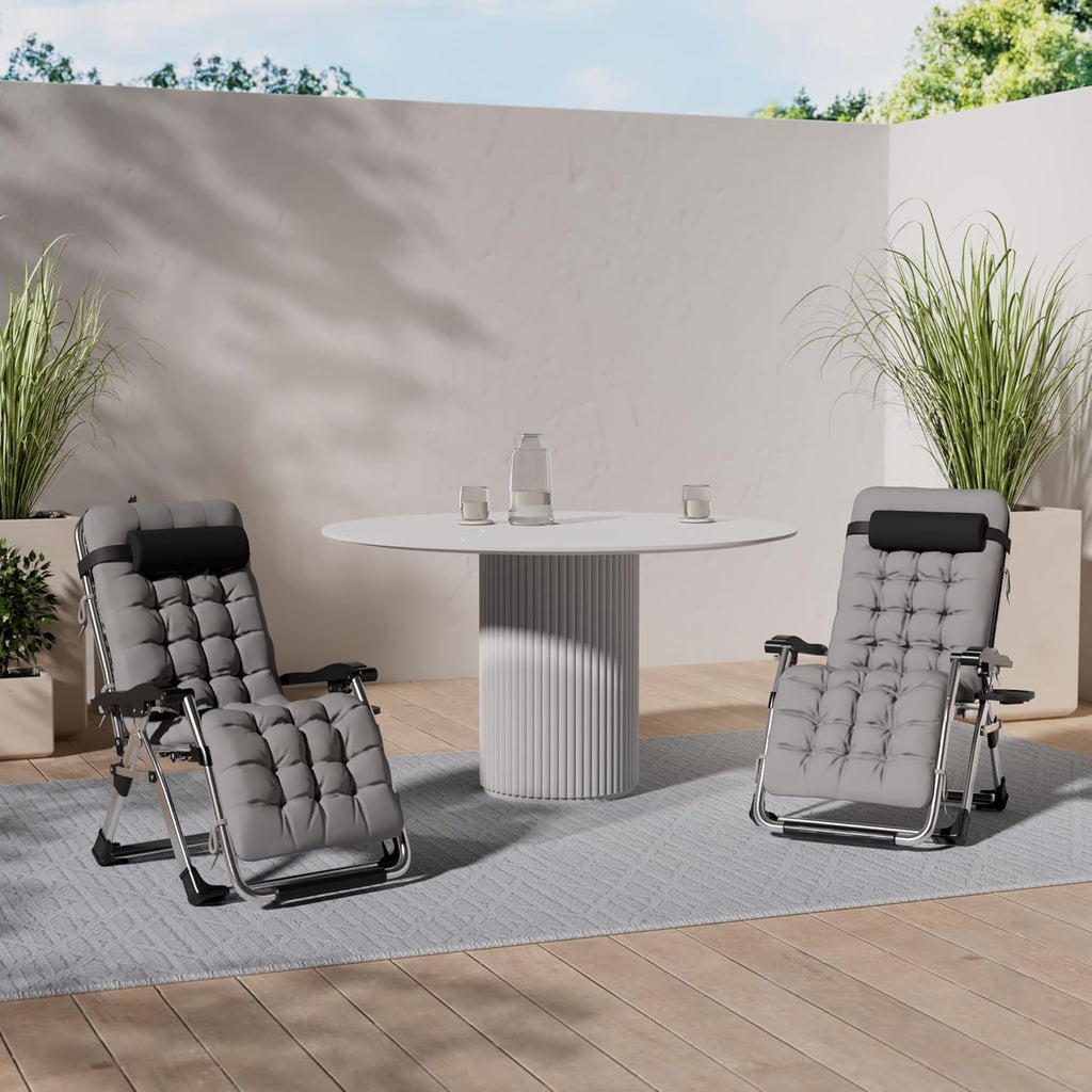 Patio-Gartenstühle, die für schwere Leute stützen Schwerelosigkeit-Garten-Strand-Plattform-Sonnenruhesessel Support200kg im Freien, Metall, (Color : Silver)