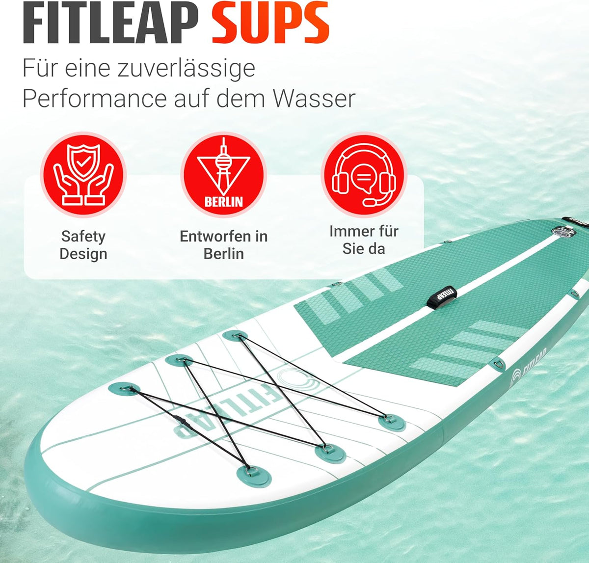 Premium Stand Up Paddle Board aufblasbar - SUP Board Set mit Hochdruckpumpe, verstellbarem Paddel und Rucksack - Ideal für Anfänger und Profis - Perfekt für Yoga, Surfen und Wassersport