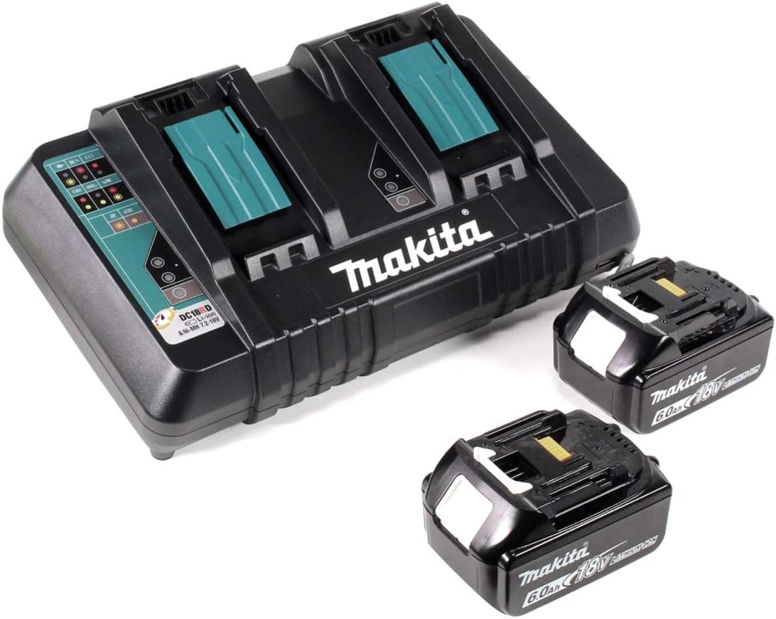 DUB 362 2x18 Volt Akku Laubbläser Akku-Gebläse + 2x 6 Ah Akku + DC 18 RD Doppel Ladegerät