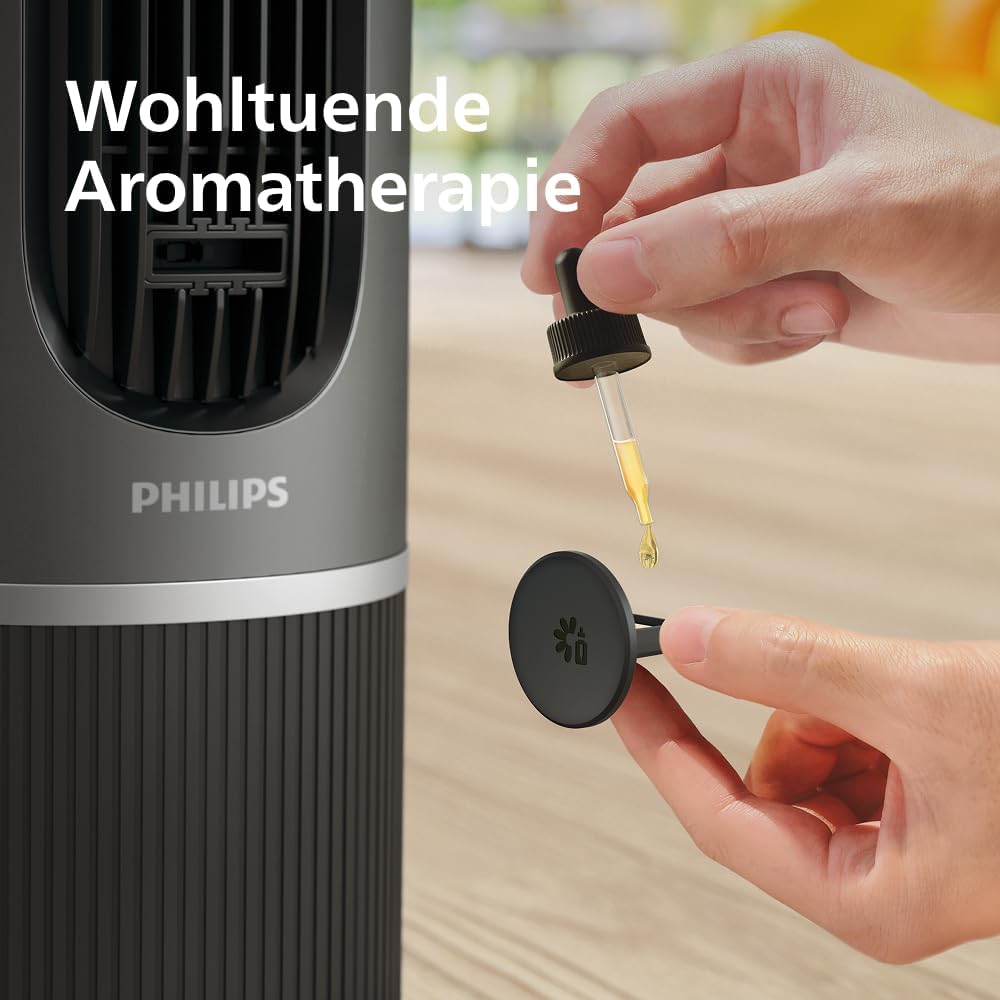 Philips Smarter Turmventilator 7000 Series – 8,4 m/s stark, ultraleise 22 dB, energieeffizient, App & Fernbedienung, Wlan, 12 Stufen, Schlafmodus, Temp‑Anzeige, 12‑h Timer, 80° Oszillation (CX7550/01)