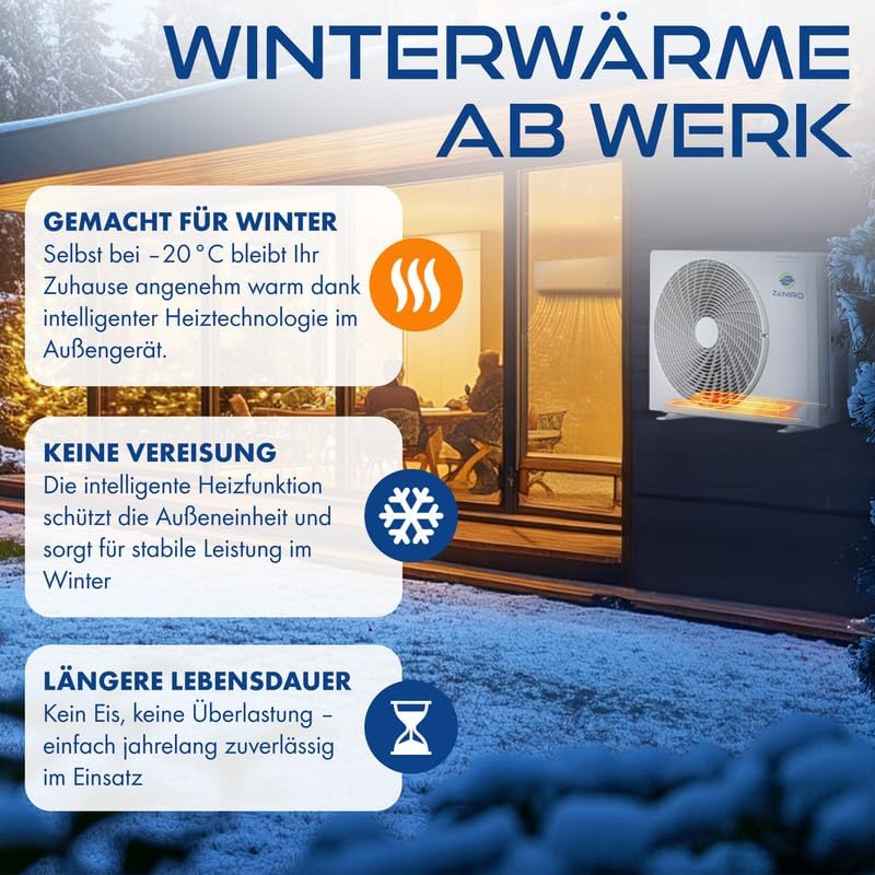 Multisplit Klimaanlage 3 Innengeräte Set (3 x 2,6kW) Klimagerät Air Conditioner mit Heizfunktion 21000 BTU 6,2kW A++ WiFi/App-Steuerung 4D AirFlow Heizen bis -20°C Vorgefüllt R32