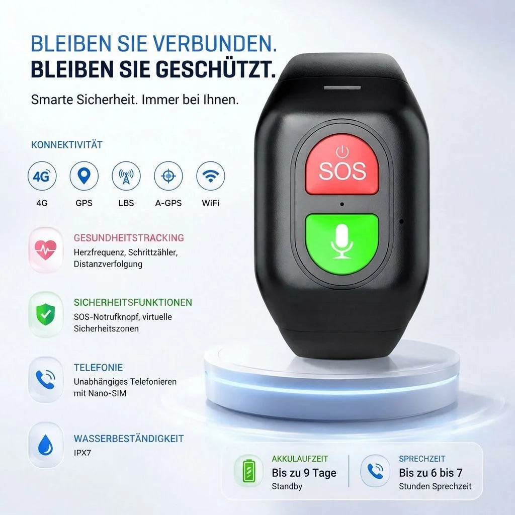 Senioren Notfallarmband mit GPS & Telefonfunktion | Sicherwelle