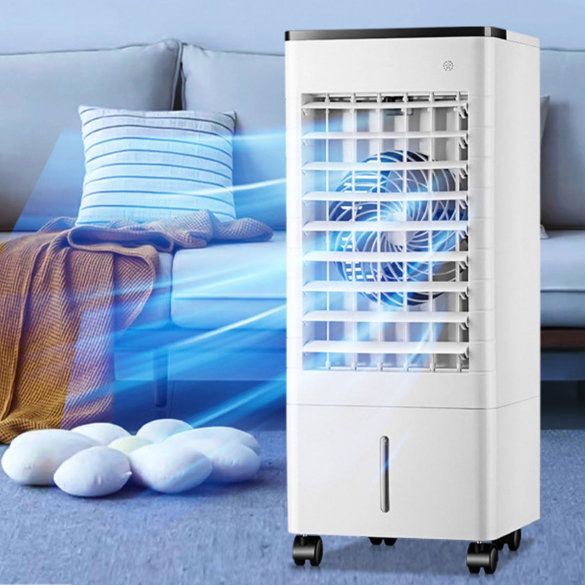 Luftkühler mobil mit Wasserkühlung 9L Wassertank 15H Timer Mobile Klimaanlage ohne Abluftschlauch Luftbefeuchter Ventilator Standventilator leise Verdunstungskühler für Wohnung Zimmer
