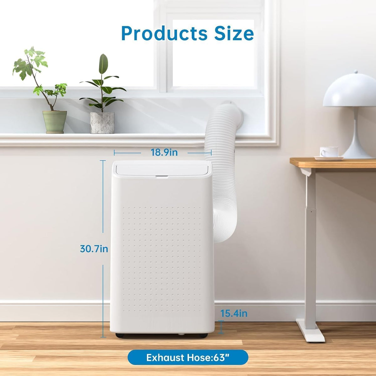 Tragbare Klimaanlagen, 15.000 BTU tragbare AC-Einheit bis zu 800 sq.ft mit Ventilator & Luftentfeuchter, Fernbedienung, 24 Stunden, Fenster-Kits enthalten Drainagefreie Kühlung für Schlafzimmer, Büro