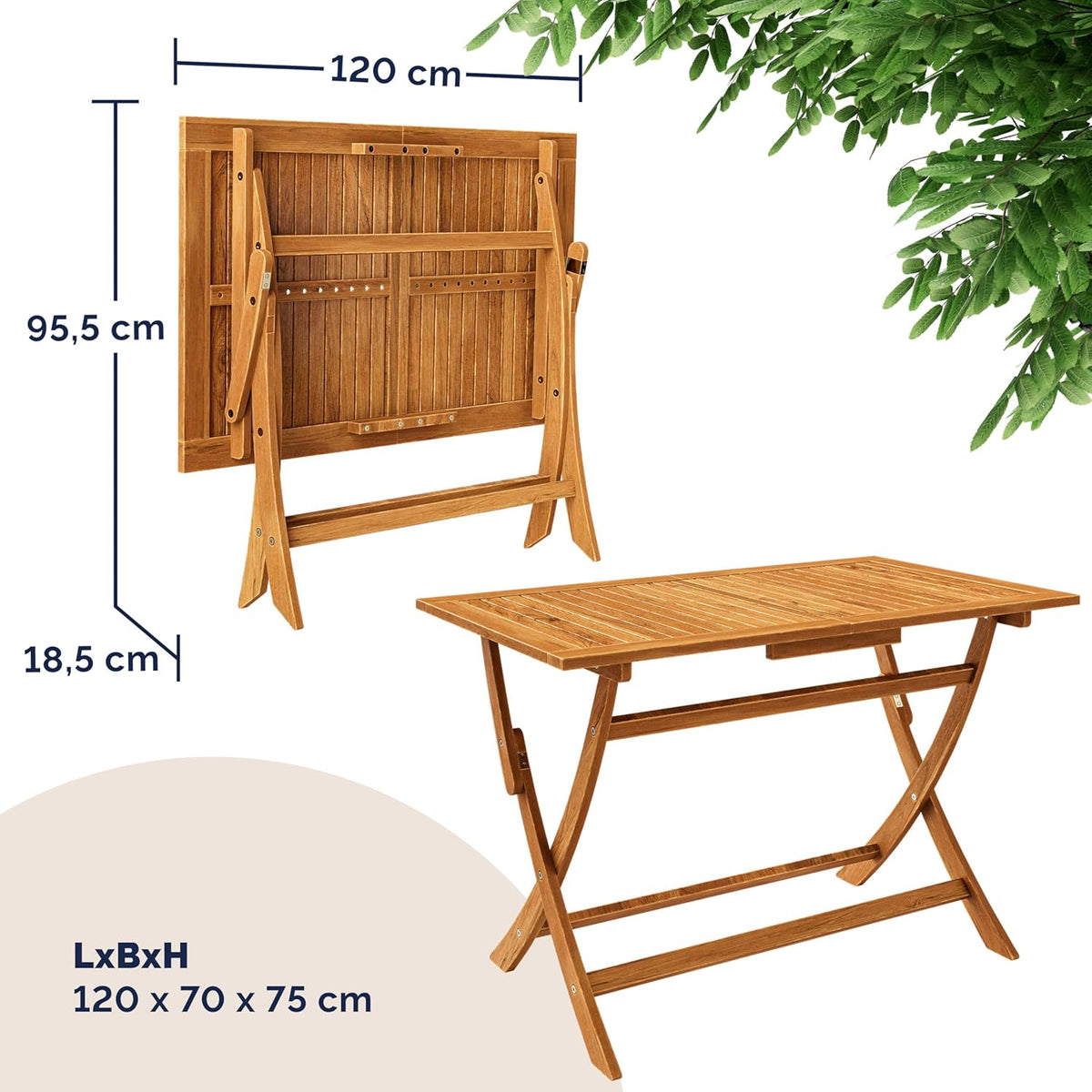 Casaria® Gartenmöbel Set Wetterfest Klappbar Akazie 5-TLG. FSC®-Zertifiziert Holz 160kg Belastbarkeit Garten Terrasse Balkonmöbel 120x70cm Möbelset 4 Personen