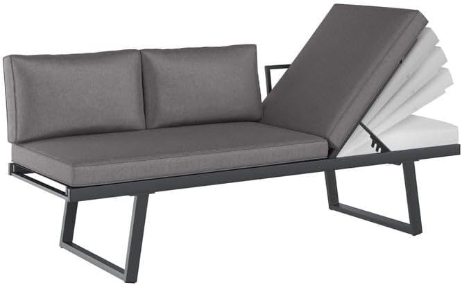 OUTLIV. Diningsofa Lucca Aluminium Olefin Anthrazit Dunkelgrau wasserabweisend 3-Sitzer mit Kissen 200x71x86 cm