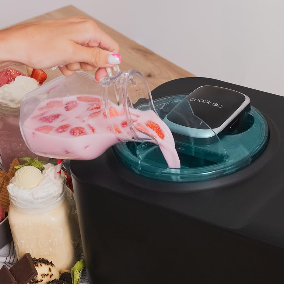 Cecotec Eismaschine mit 1,2 L Kompressor Gelacy 1200 Touch. 110 W, Eiscreme-Maschine, Touchscreen, Kontrollfenster, Entnehmbarer Motor, Eiscreme in 30 Minuten