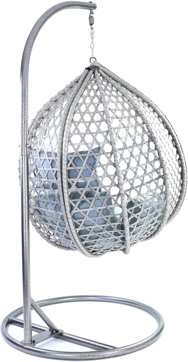 Luxus Hängesessel Style XXL Korb Gestell Grau mit Relaxkissen Hell Grau