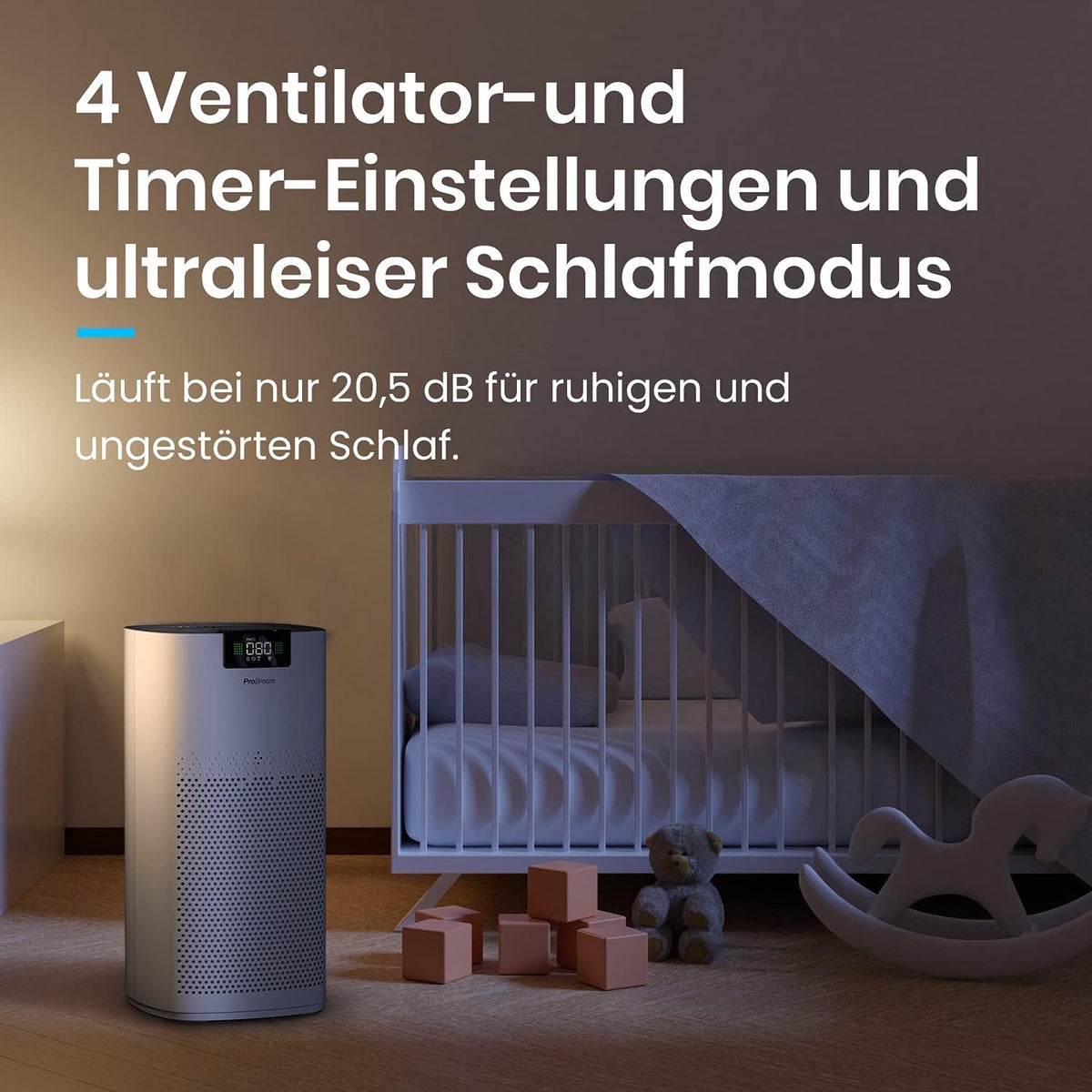 Pro Breeze Luftreiniger Hepa 13 Filter mit UV-C Lampe, Luft Ionisierer & Aktivkohlefilter, CADR 460m3 - Air Purifier mit Luftqualitätsmesser für große Räume bis 140m² - bis zu 99.95% Filterleistung