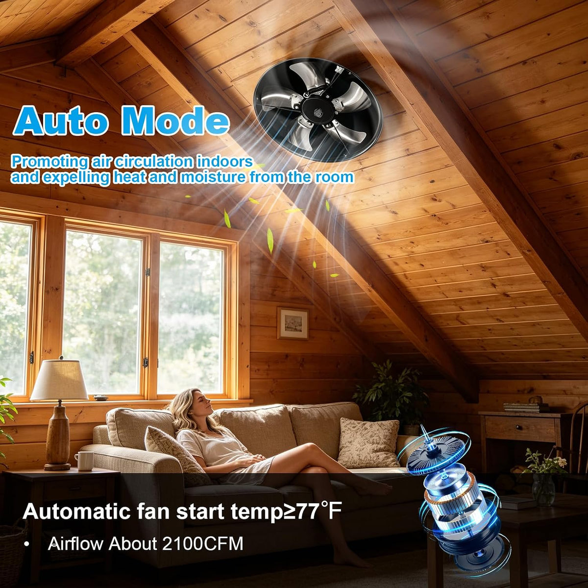 Solarbetriebener Dachventilator - 42W 59465 L/min Intelligenter Solar-Dachlüftungsventilator 1300RPM Hochgeschwindigkeits Solar Abluftventilator mit Fernbedienung für Gewächshäuser, Schuppen, Garage