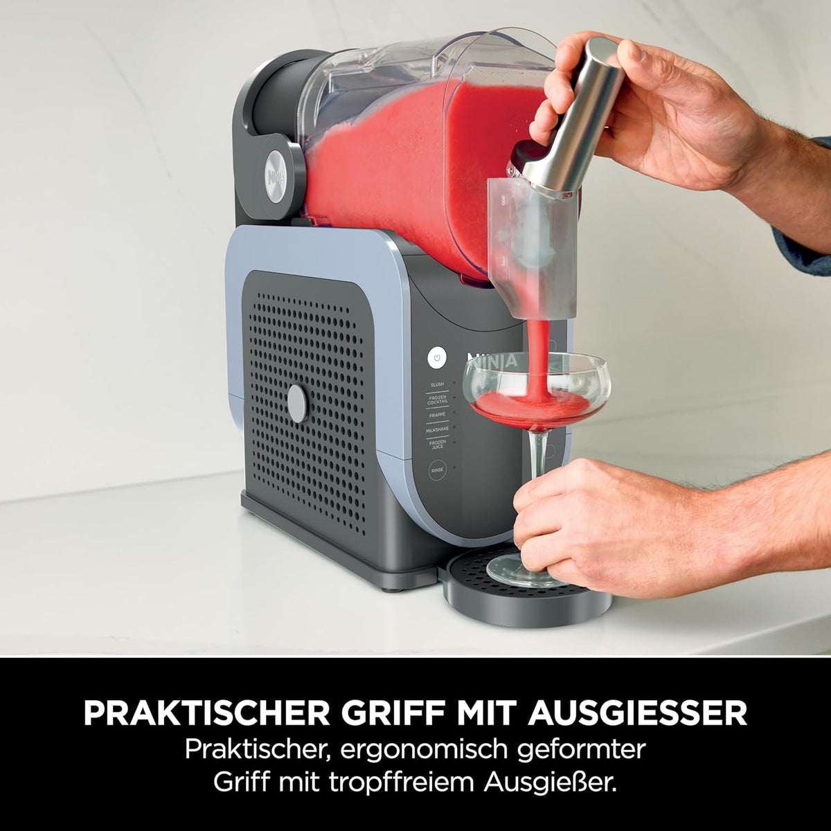 Ninja SLUSHi Maschine für Slush, Eis-Cocktails, Frappé, Milchshakes & gefrorenen Saft, ohne Eis oder Vorbereitungsaufwand, WhisperChill-Technology, fasst 1,9 L, Grün, FS301EUTG