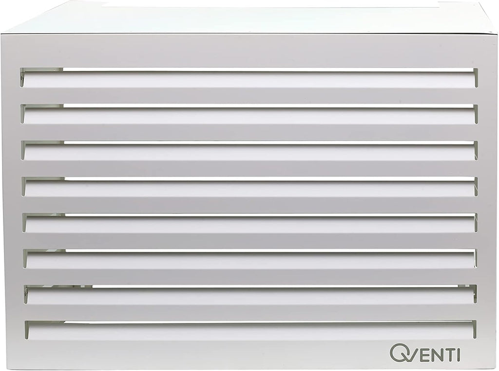 Qventi Abdeckung für Klimaanlage - Anthrazit/Grau - Aluminium - Schutzgitter - Verkleidung - Einfache Montage - Größe S - Außenmaße (LxBxH): 100 x 50 x 75 cm