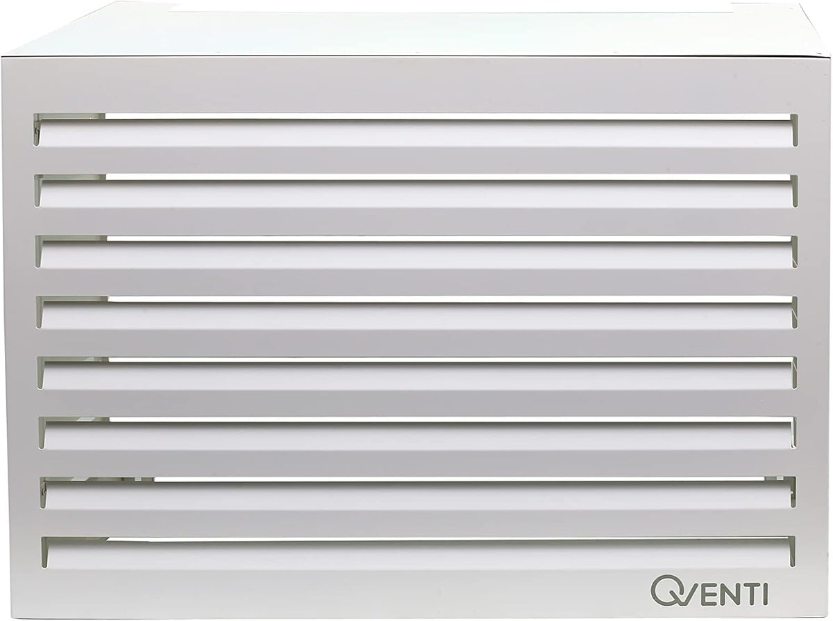 Qventi Abdeckung für Klimaanlage - Anthrazit/Grau - Aluminium - Schutzgitter - Verkleidung - Einfache Montage - Größe S - Außenmaße (LxBxH): 100 x 50 x 75 cm
