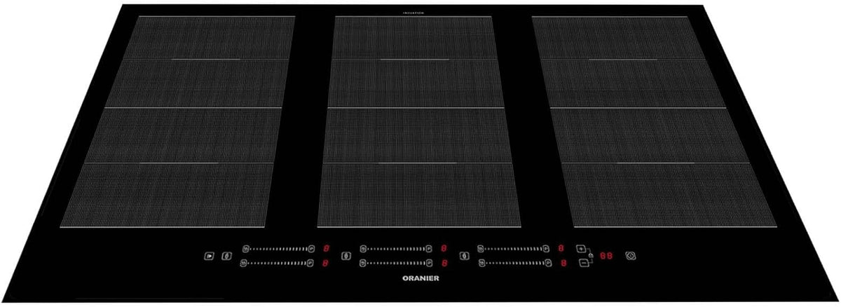 Oranier Induktionskochfeld 90 cm autark FLI690 - Flächeninduktion mit 6 Kochzonen, Brückenschaltung für 3 große Zonen, Multi-Slider Bedienung, 9 Leistungsstufen, Booster, Topferkennung & Timer