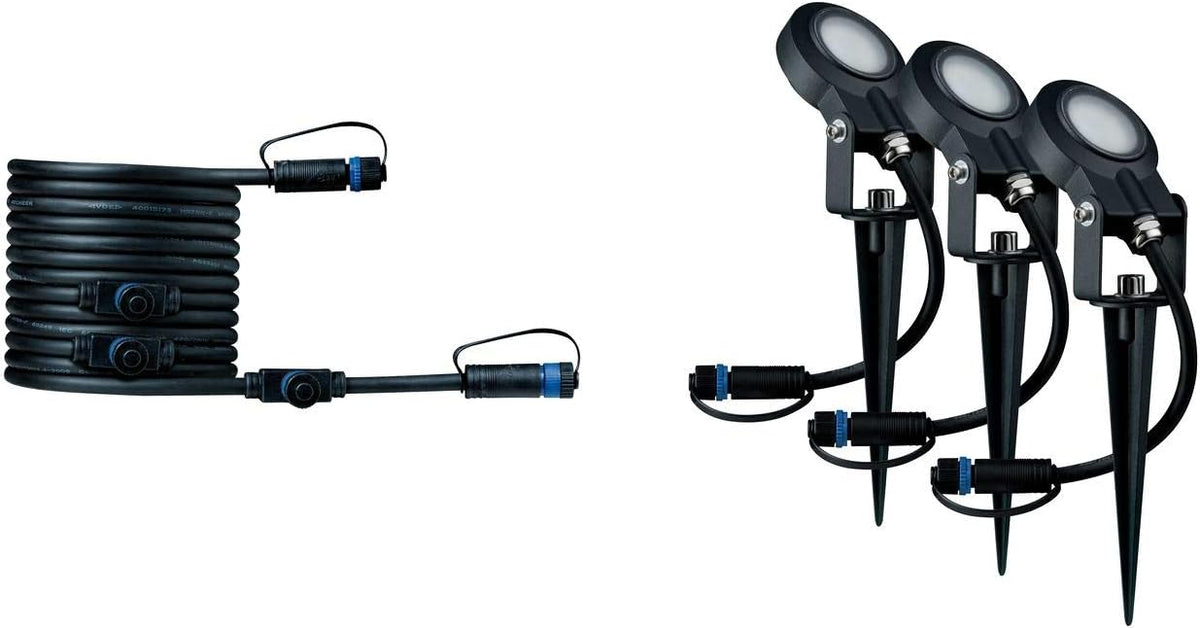 Paulmann Leuchten Paulmann 93696 Outdoor Plug & Shine 3er-Set Spot Sting Basisset IP67 3000K 3 x 6W