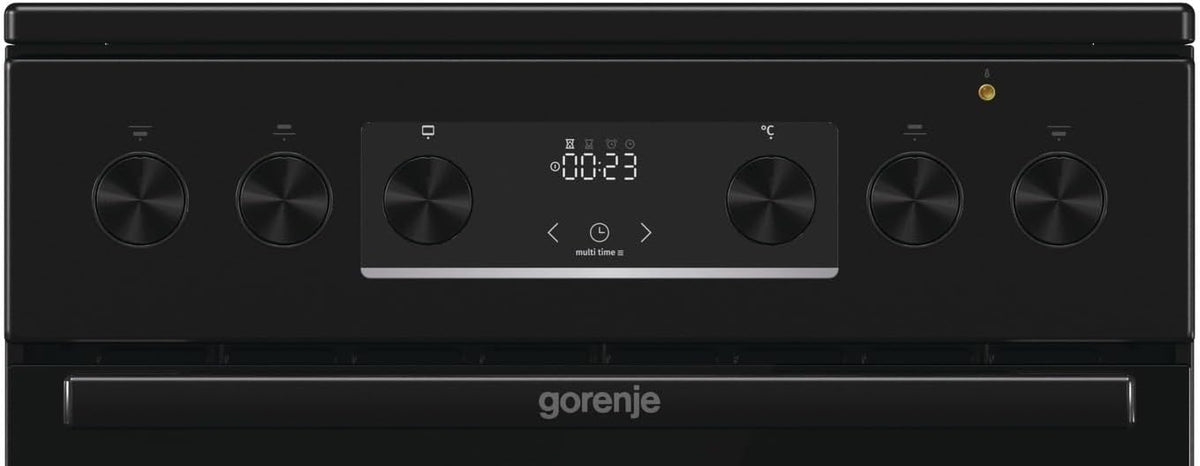 Gorenje GECS5C70BPA Elektro-Standherd mit Glaskeramik-Kochfeld /50cm/70 Liter/GentleClose/Schnellaufheizung/AirFry/ExtraSteam/Teleskopauszüge/AquaClean/schwarz