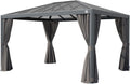 PRIMEYARD Gartenpavillon 3x4 m mit Polycarbonatdach - Hardtop Pavillon mit 4 Seitenteilen in Grau