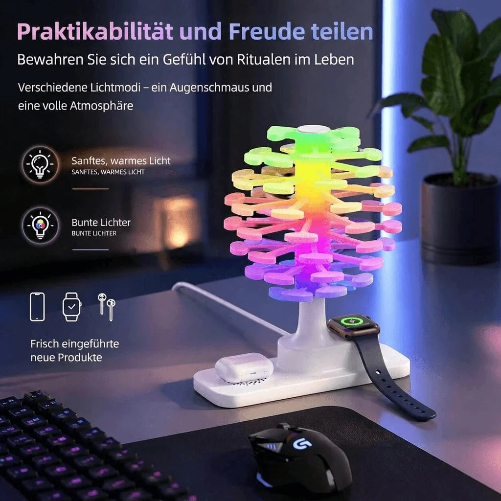 LED Tischlampe mit kabellosem Ladegerät | Spiralfunkel