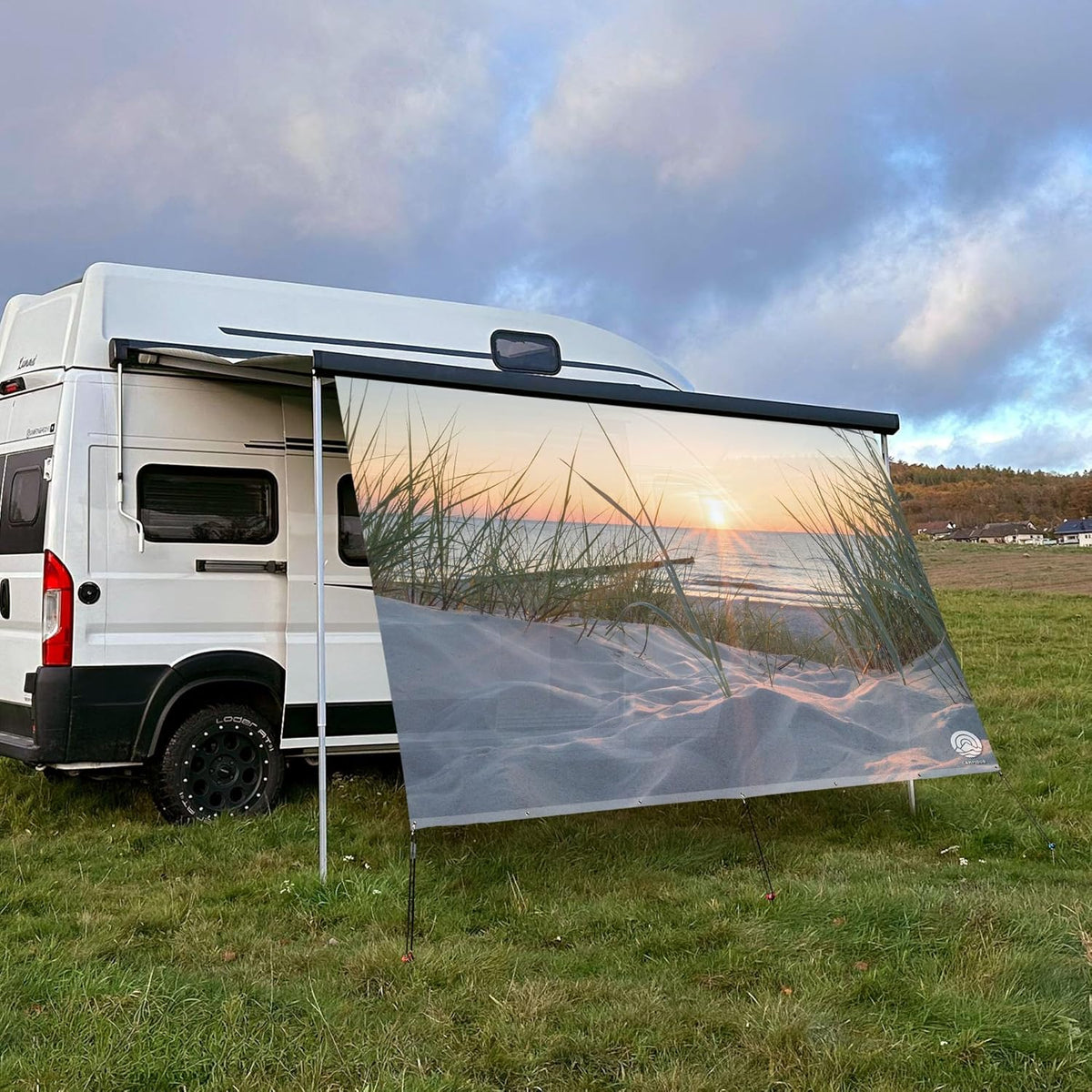 Textil Sonnensegel OSTSEE-Strand | Höhe 200cm | hochwertiger Fotodruck inkl. Keder-Befestigung | Markisen-Vorderwand - Länge/Keder: 380cm / 5 mm Keder