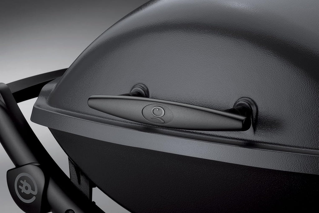 Weber Q2400 Elekrogrill mit Seitentischen, 54 x 39cm Grillfäche, portable, 2-geteilter porzellanemaillierter Guss-Grillrost, Aluminiumguss Deckel & Gehäuse - Dark Grey (55020079)