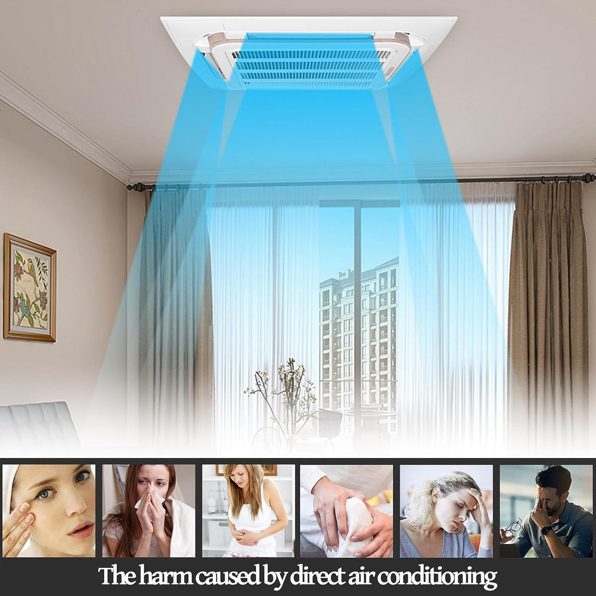 Zentrale Klimaanlage Windabweiser, Universell Klimaanlage Split Windabweiser, Luftleitbleche für Deckenlüftungsöffnungen, Anti-Direkt(35.4"/90cm)