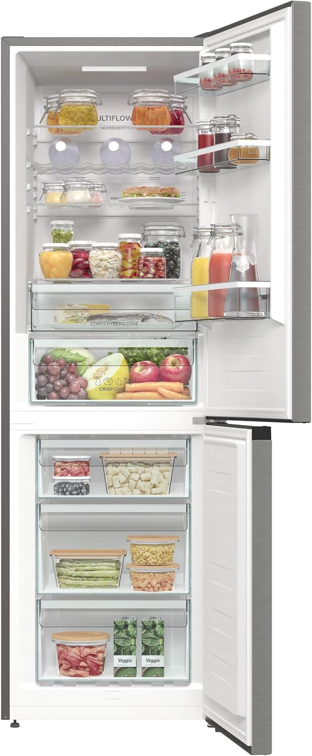 Gorenje NRK61CA2XL4Z Kühl-Gefrierkombination/NoFrostPlus/Multiflow 360° / ConvertZeroZone/AdaptTech/LED Display / 185 cm/Kühlteil 255 l/Gefrierteil 106 l / 35 dB/EEK: C/Edelstahl