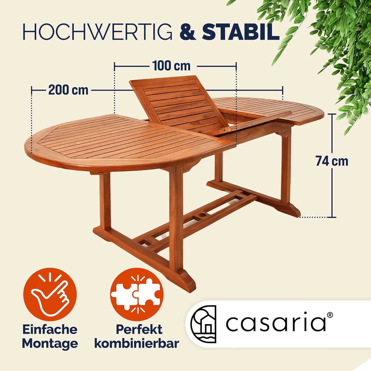 Casaria® Gartentisch Wetterfest FSC®-Zertifiziert Holz 200x100cm 160kg Belastbarkeit Schirmständer Balkon Garten Terrasse Tisch Klapptisch Balkontisch Eukalyptus