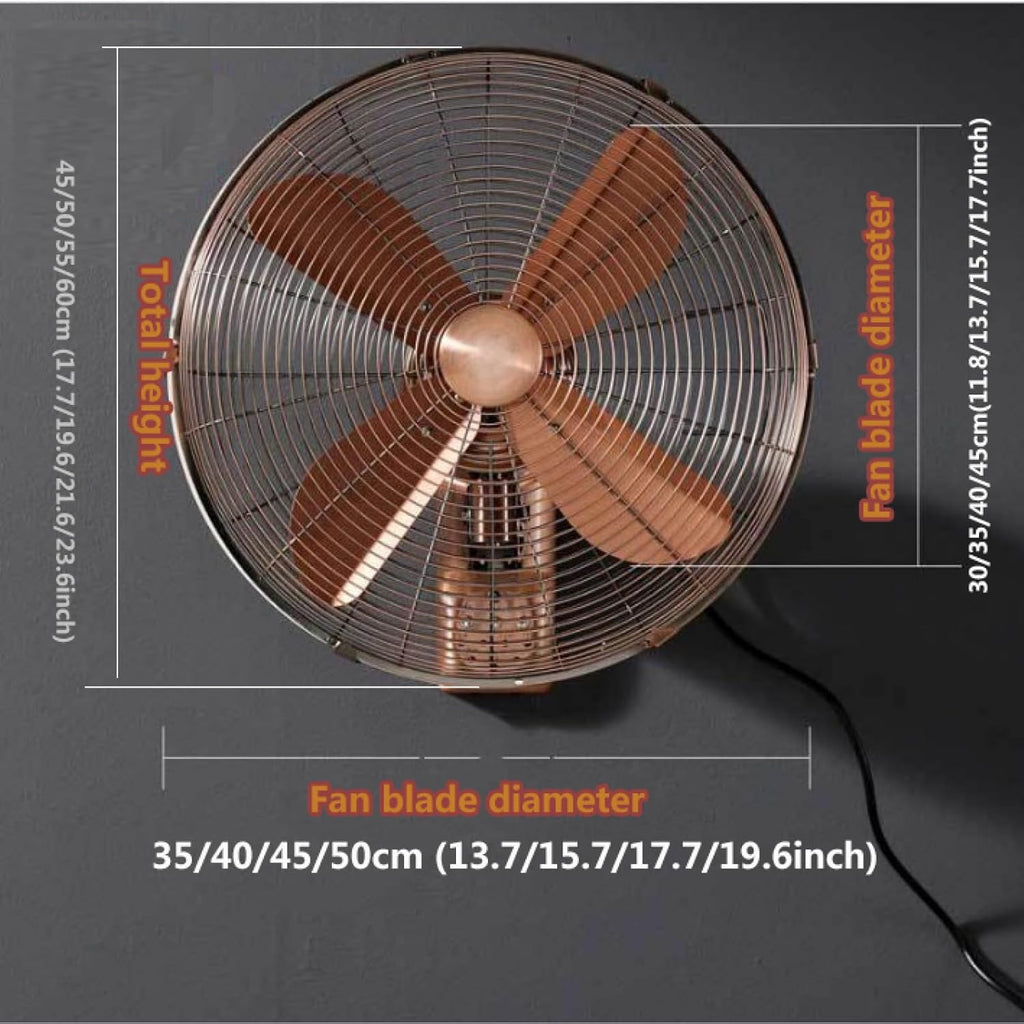 Generic Wandmontierter industrieller Retro-Ventilator mit 3 Geschwindigkeiten, mechanisch/Fernbedienung, links/rechts, oszillierender Kopf für gewerbliche und private Nutzung – Metallmaterial (45,7 cm