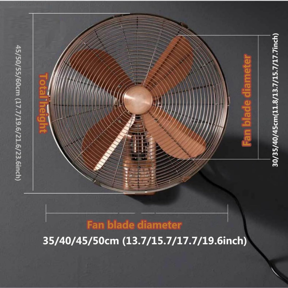 Generic Wandmontierter industrieller Retro-Ventilator mit 3 Geschwindigkeiten, mechanisch/Fernbedienung, links/rechts, oszillierender Kopf für gewerbliche und private Nutzung – Metallmaterial (45,7 cm