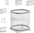 tweeto® Babybett 7 in 1 – mitwachsendes Babybett aus Holz | höhenverstellbares Beistellbett & Gitterbett | umbaubar zu Kinderbett & Laufstall (Buche Natur)
