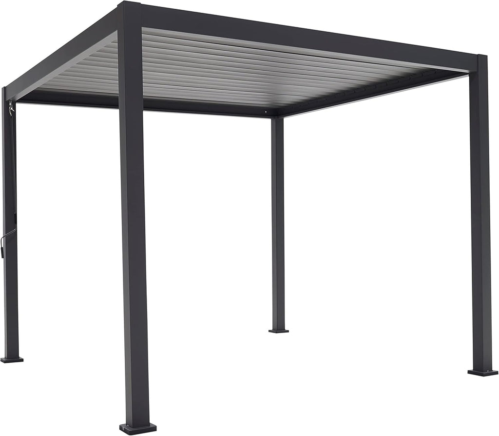 Mirador Basic Pavillon 3 x 3 m Wasserdicht - Pergola mit Lamellendach - Aluminium/Stahl Terrassenüberdachung - Schwarz - 88MM