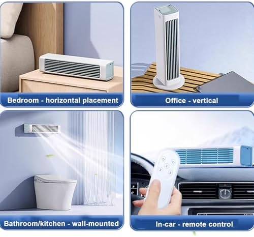 Flüsterleiser Ventilator ohne Flügel, mit Fernbedienung, 3 Geschwindigkeiten für Zuhause, Büro, Schlafzimmer, tragbarer Schreibtisch-Luftzirkulator, sicher für Kinder, keine Montage erforderlich