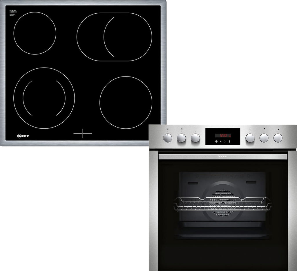 NEFF EDX4P0, Herd-Set bestehend aus E2CCG6AN3 Herd, 60 x 60 cm, Pyrolyse-Selbstreinigung, CircoTherm, LED-Display  und  M13R42N2 Elektrokochfeld, Bräterzone, Edelstahlrahmen