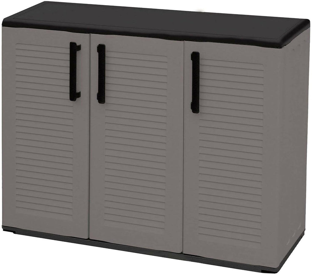 Dmora Mehrzweck Außen oder Innenwechselschrank, 3 türiges Mobile und 1 Polypropylen Regal, 100% Made in Italy, 102x37H84 cm, graue Farbe