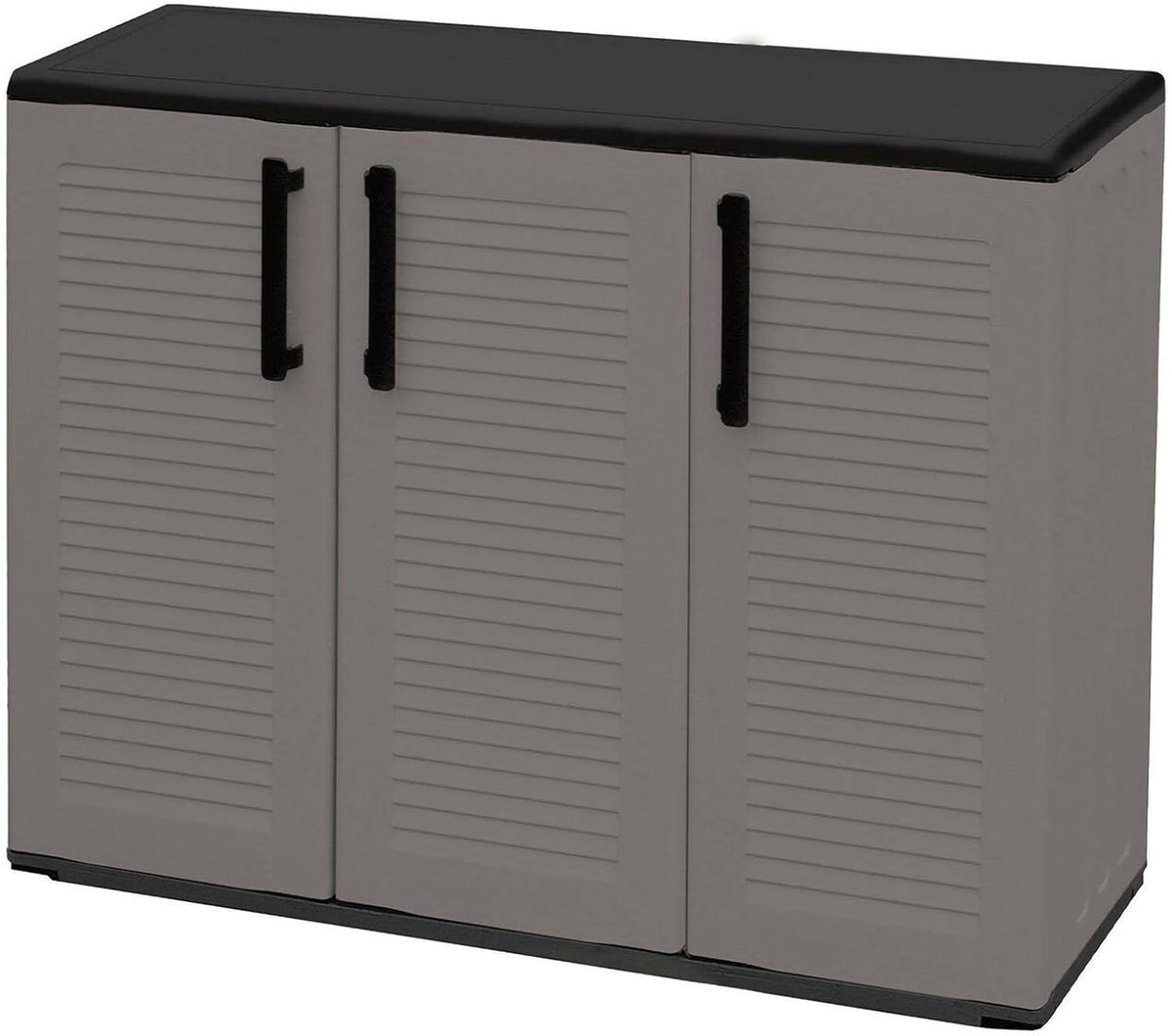 Dmora Mehrzweck Außen oder Innenwechselschrank, 3 türiges Mobile und 1 Polypropylen Regal, 100% Made in Italy, 102x37H84 cm, graue Farbe