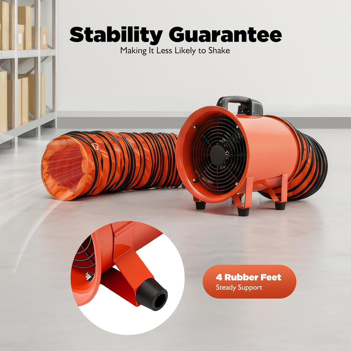 Axialgebläse Industrieventilator, Tragbare Bauventilator Baugebläse 2580 m³/h, ø250mm Axialventilator Lüftergebläse mit 10m PVC Schlauch, Axial Rohrgebläse Rohrventilator Ventilator 2580 m³/h