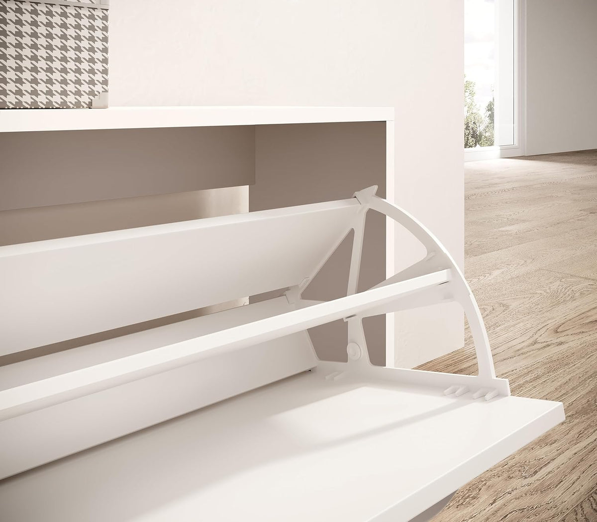 Vera Garderobe mit Spiegel weiß matt - Kompaktgarderobe, Dielenschrank, Flurschrank - 100 x 190 x 26 cm (B/H/T)