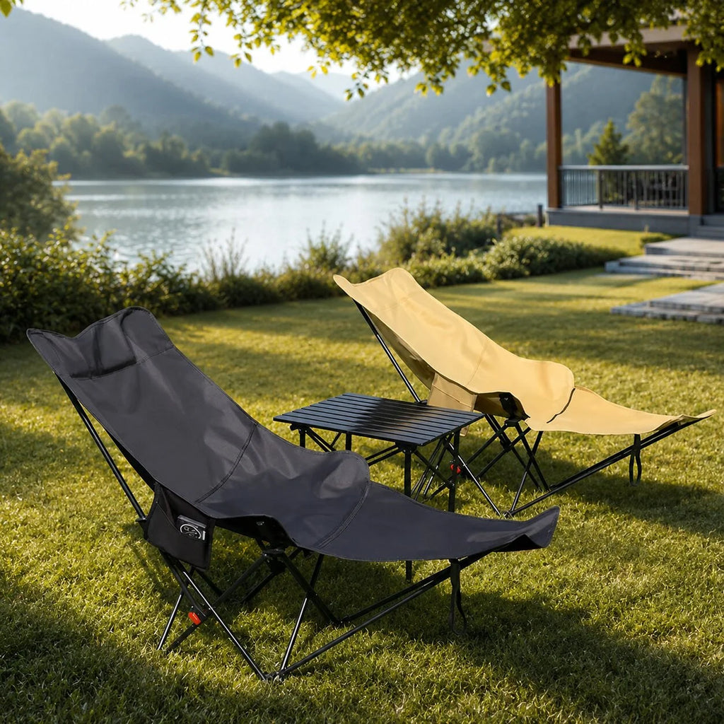 Faltbarer Campingstuhl mit Fußstütze | Rastkron