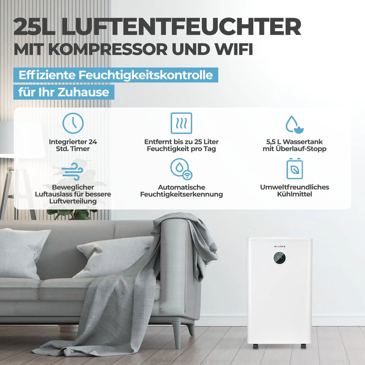 Luftentfeuchter 20/25L Wifi