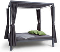 blumfeldt Senator Lounge - Doppel-Gartenliege mit Sonnendach, Lounge-Pavillon, 188 x 208 x 205 cm, komfortable Polsterung, Sichtschutz-Vorhänge, wasserfest, Stahlrahmen, max. 350 kg, grau