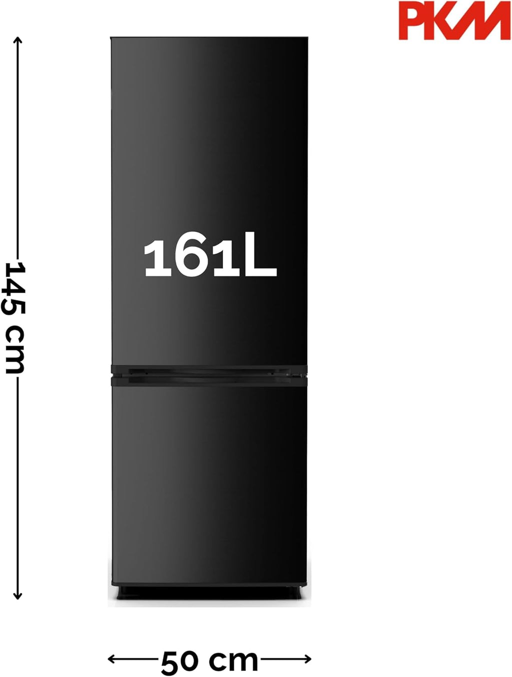PKM KG173CB Kühl- Gefrierkombination | 161 Liter Nutzinhalt | Wechselbarer Türanschlag | Höhenverstellbare Füße | LED Beleuchtung | 40 dB | Schwarz | 50 cm Breite