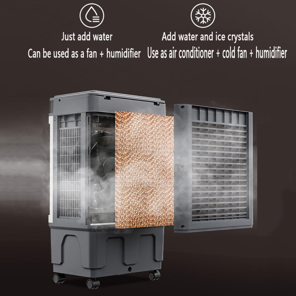Verdunstungskühler Leise Luftkühler Air Conditioner mit Wasserkühlung 3 Luftgeschwindigkeiten 120°Oszillation Ventilator Mobile Klimaanlage ohne Abluftschlauch für Zimmer Wohnungen
