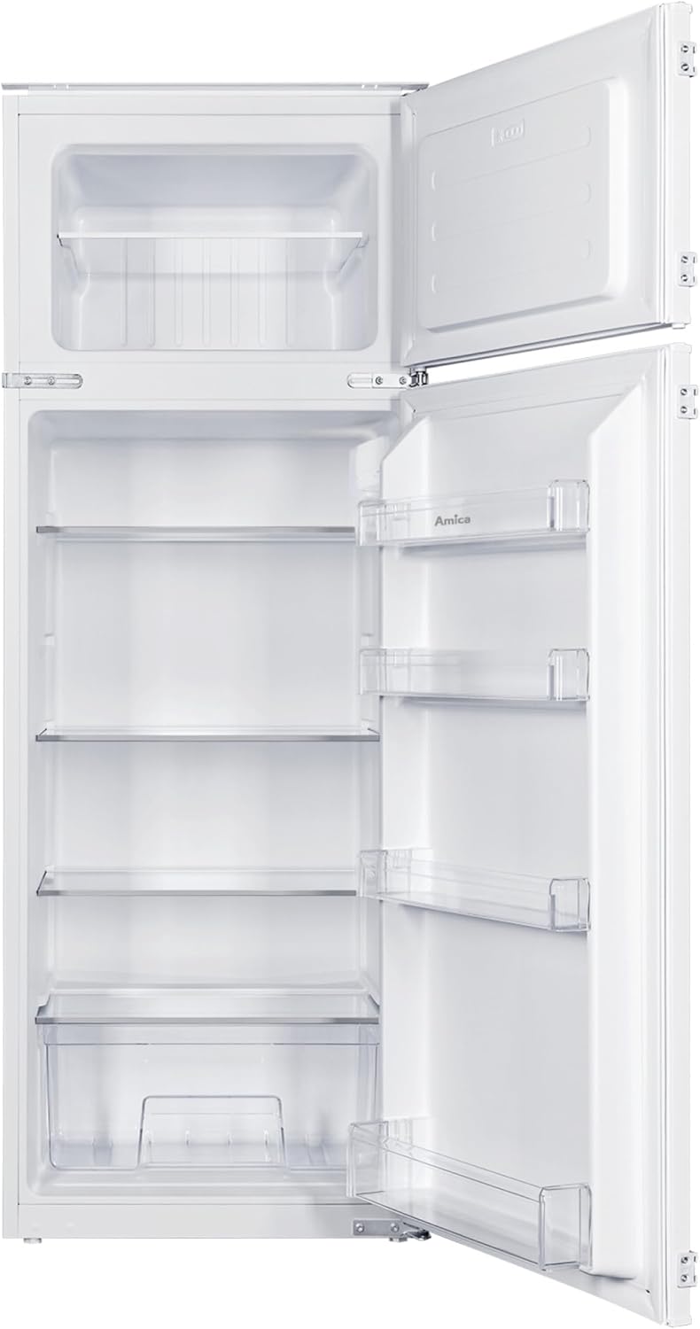Amica Einbau-Kühlschrank mit Gefrierfach oben, Doppeltür, 145 cm Nische, Schlepptür-Technik, elektronische Steuerung, Inverter-Motor, LED-Beleuchtung