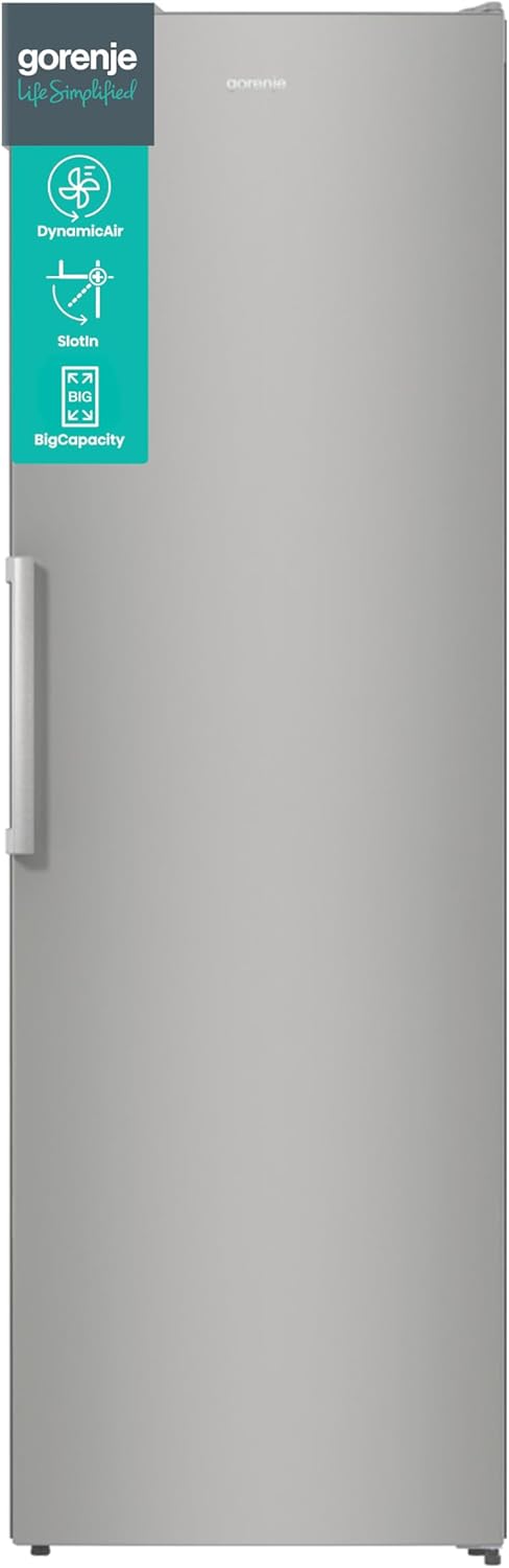 Gorenje R 619 EES5 Kühlschrank / 185cm / Umluft-Kühlsystem/Schnellkühlfunktion/Kühlteil 398 Liter/Inox Look, Silber